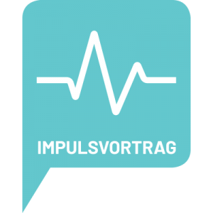 Sprechblase mit Illustration einer Kurve als Sinnbild für einen Impulsvortrag