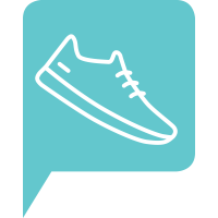 Sprechblase mit Illustration von einem Turnschuh